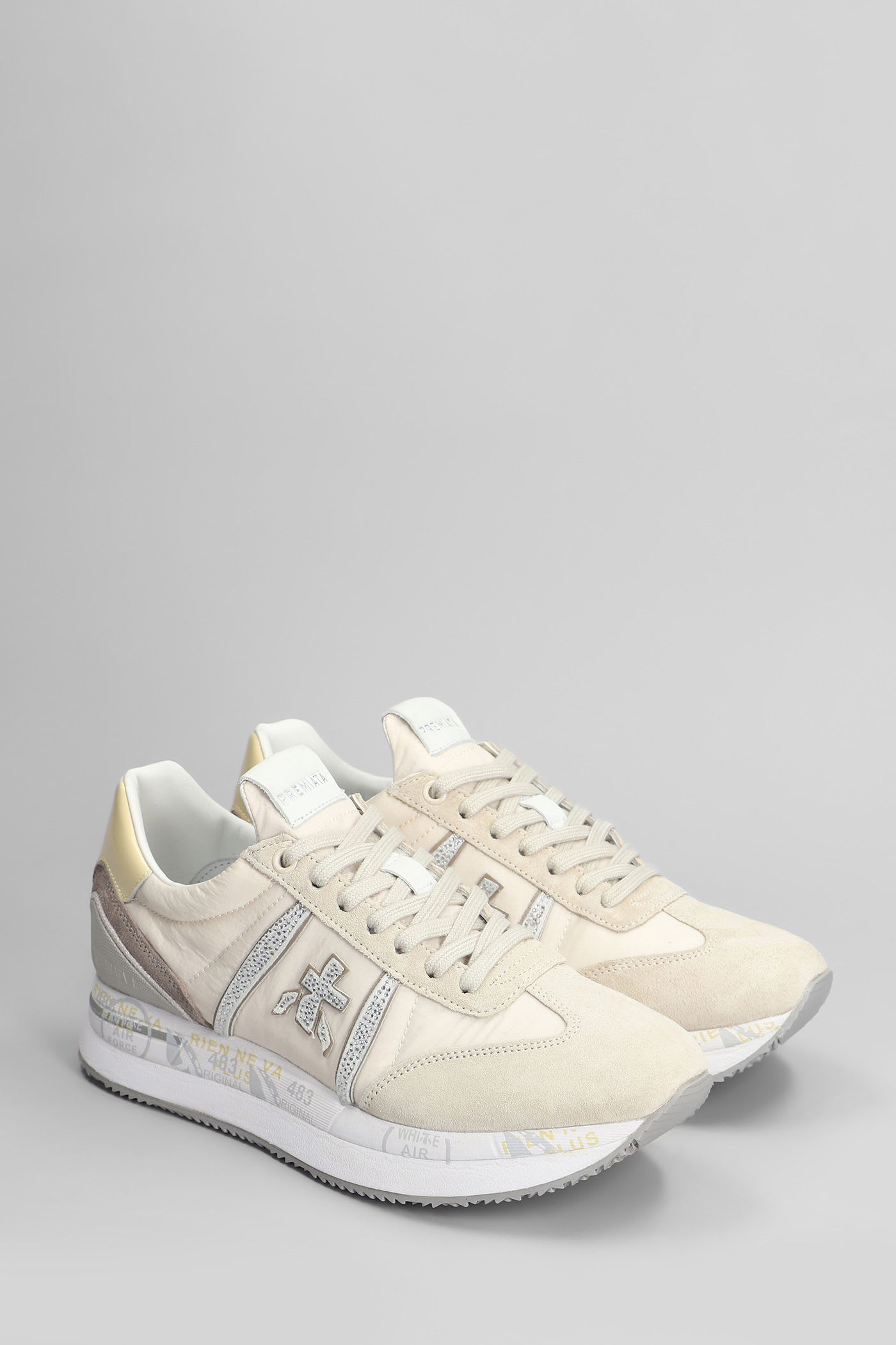 Premiata Conny Sneakers In Beige Suede And Fabric In Neutral