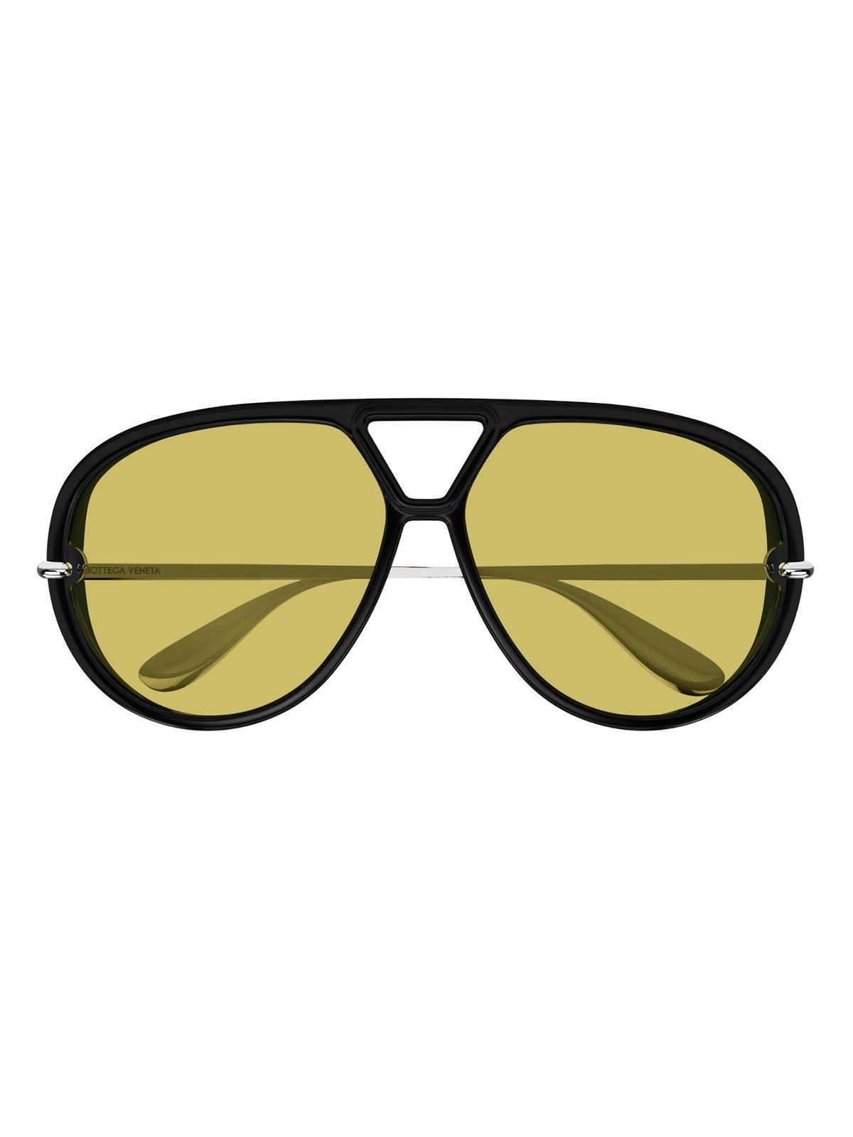 Bottega Veneta Aviator Frame Sunglasses In Yellow