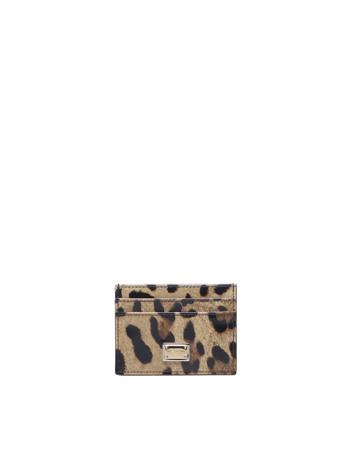 Shop Dolce & Gabbana Card Holder In Shiny Leo Print Calfskin