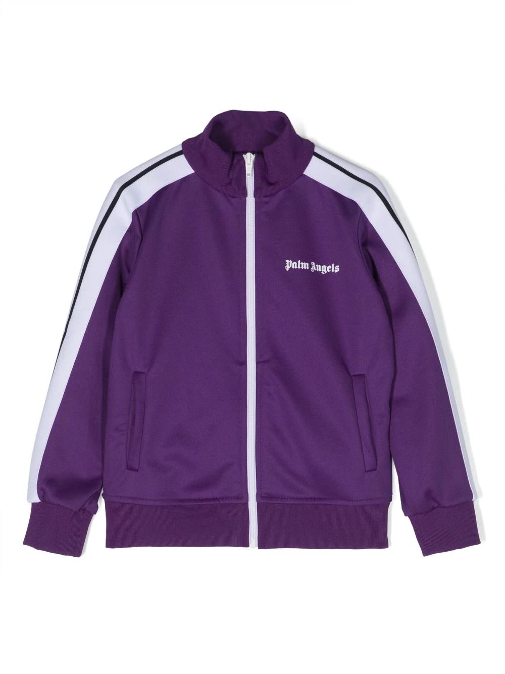 Shop Palm Angels Purple Track Jacket With Zip And Logo