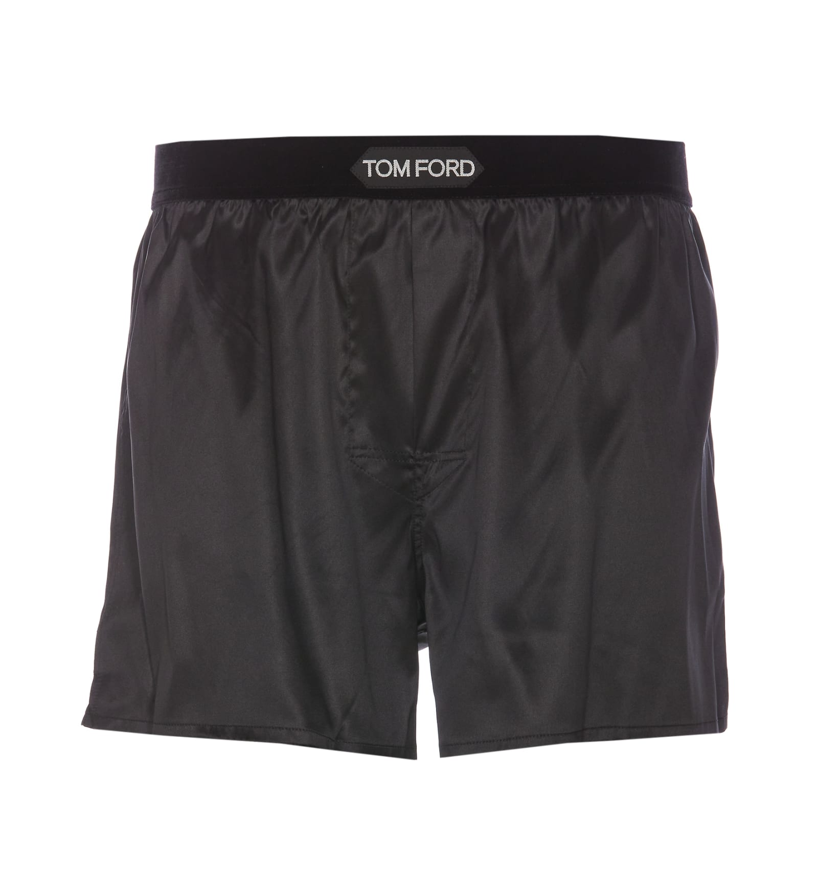 Shop Tom Ford Logo Silk Boxer In Black