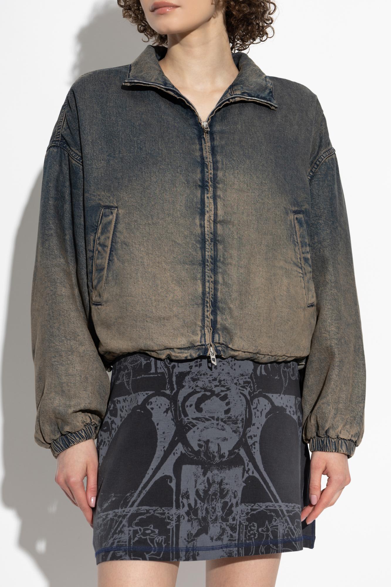 Diesel Denim Jacket `de-flower-s` In Gray