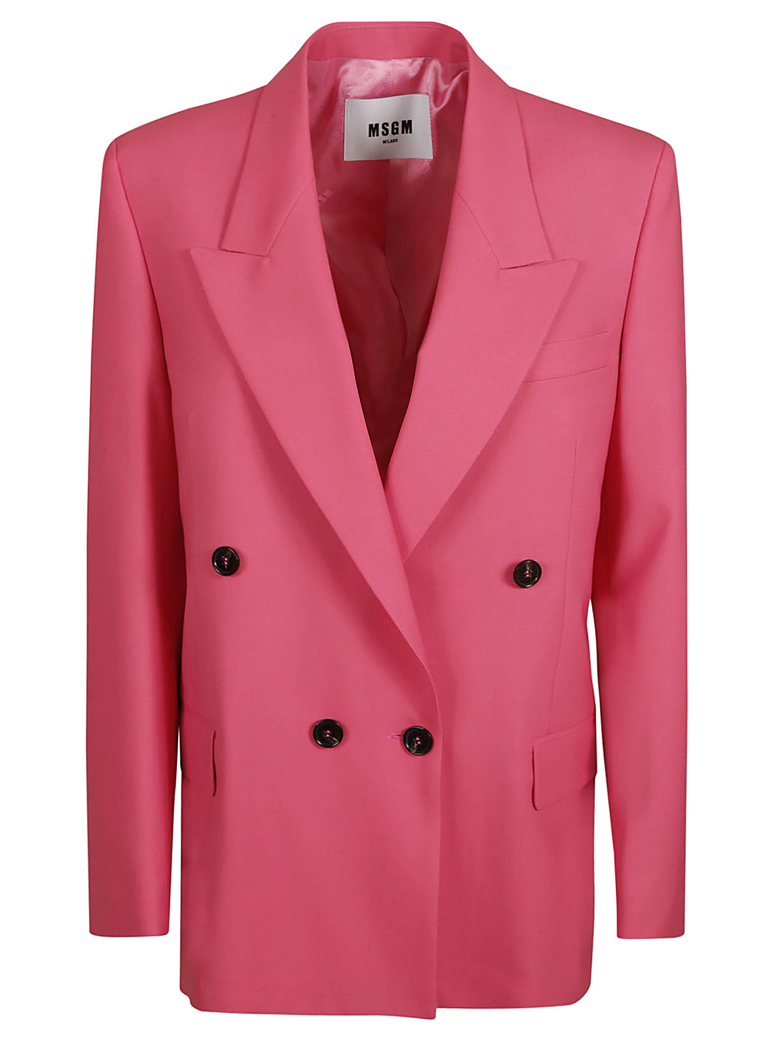 Msgm Double-breasted Classic Blazer In Pink