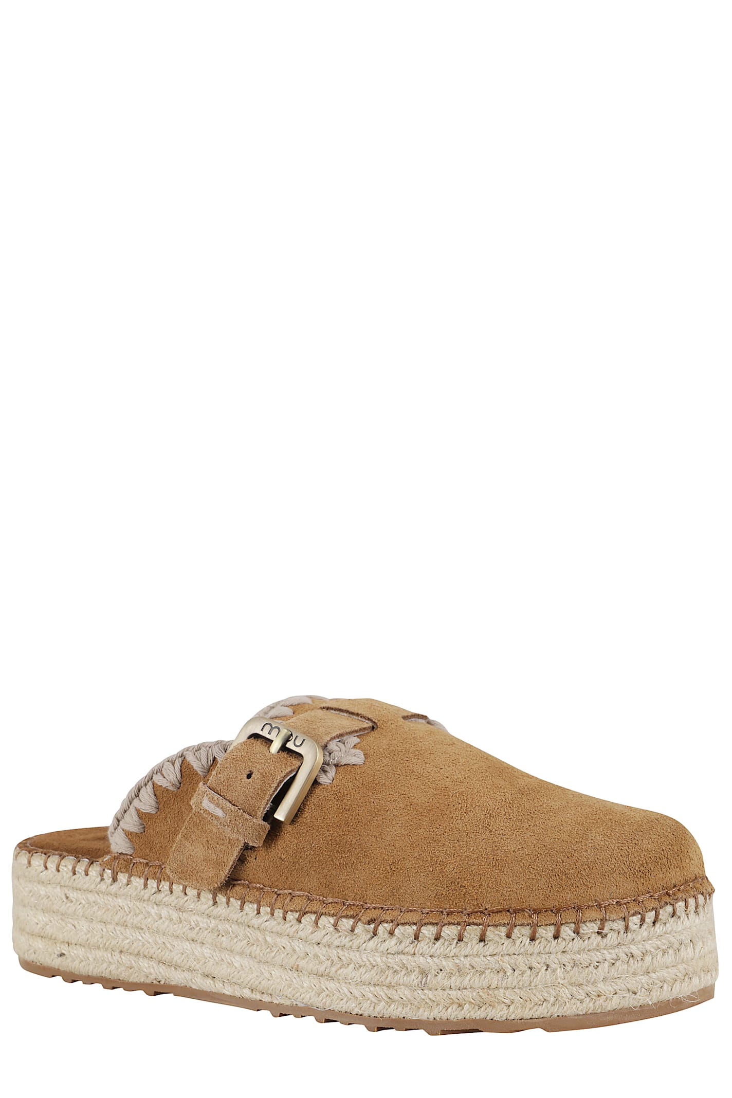 MOU JUTE CLOG PLAIN SLIPPER-MULE IN LEATHER COLOR SUEDE