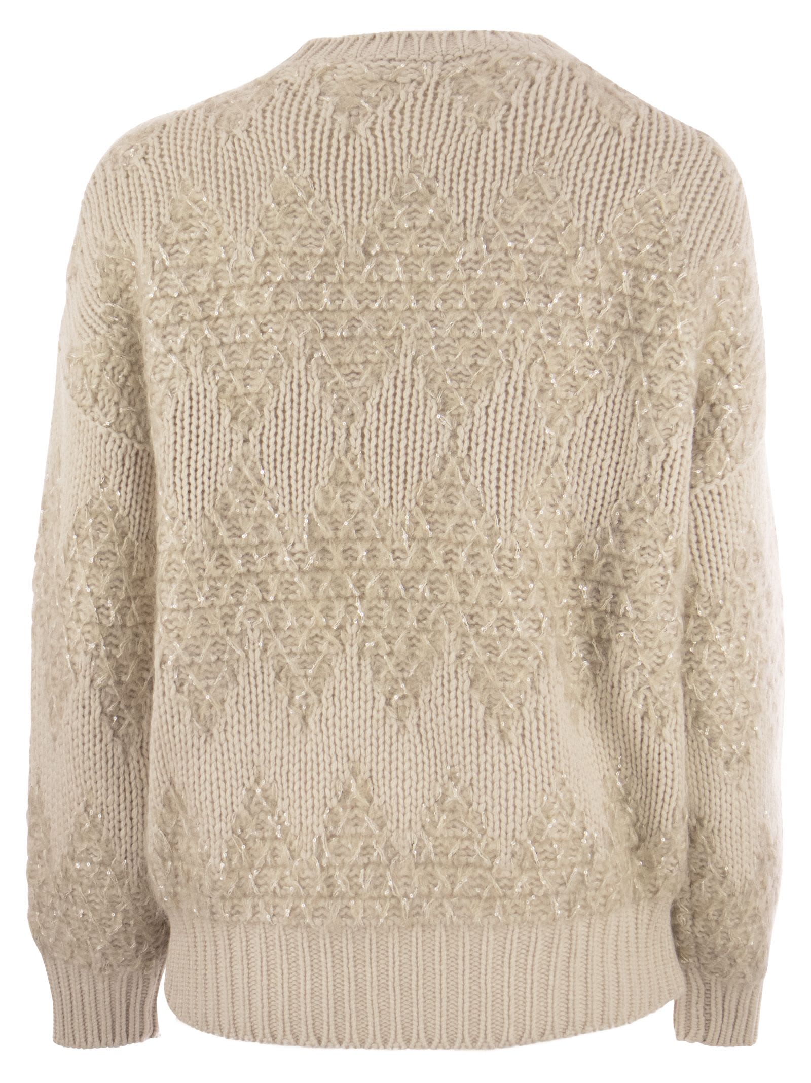 Shop Brunello Cucinelli Wool, Silk And Cashmere Sweater In Beige