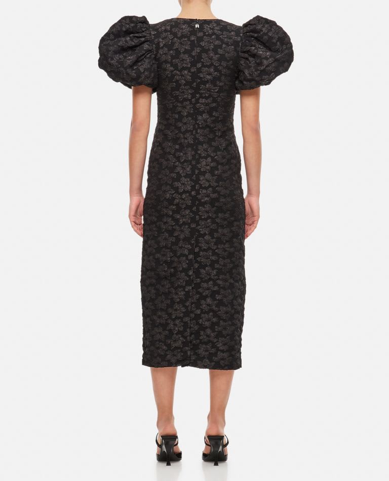 Shop Rotate Birger Christensen 3d Jacquard Midi Dress In Black
