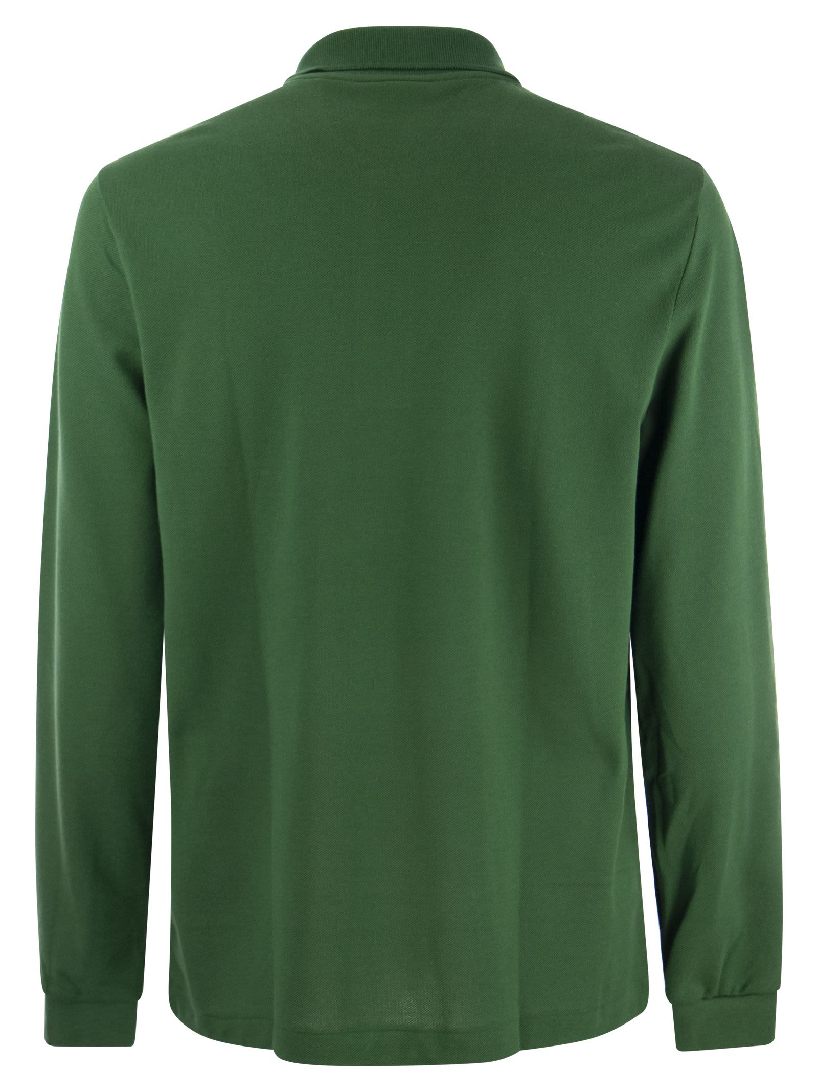 Shop Lacoste Long-sleeved Cotton Polo Shirt