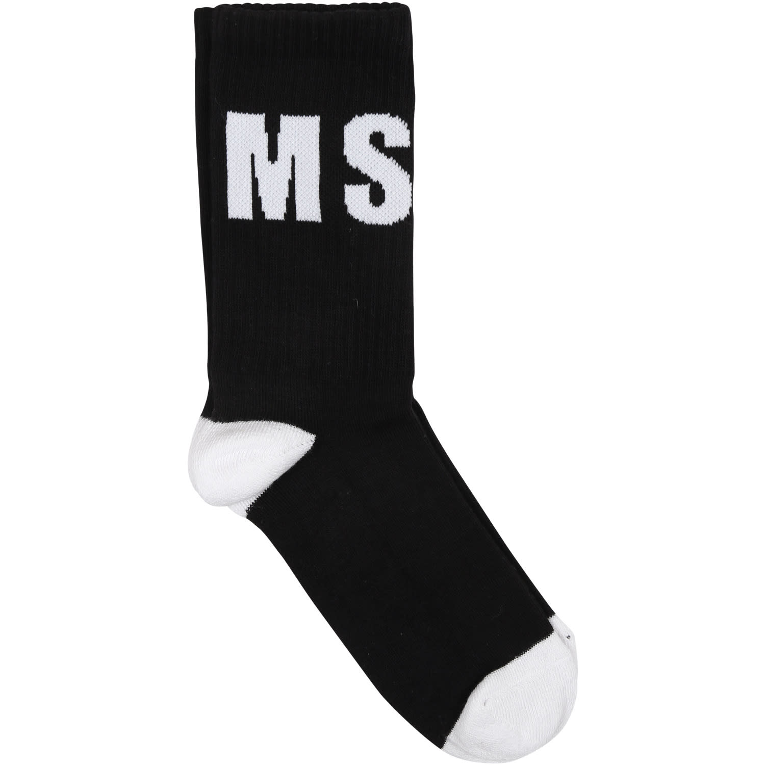 Msgm Bleck Socks For Kids With Logo In Black