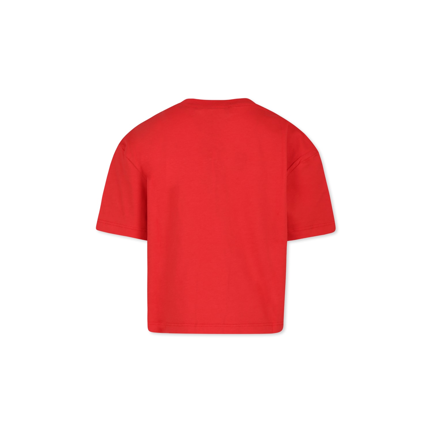 MSGM RED T-SHIRT FOR GIRL WITH LOGO 