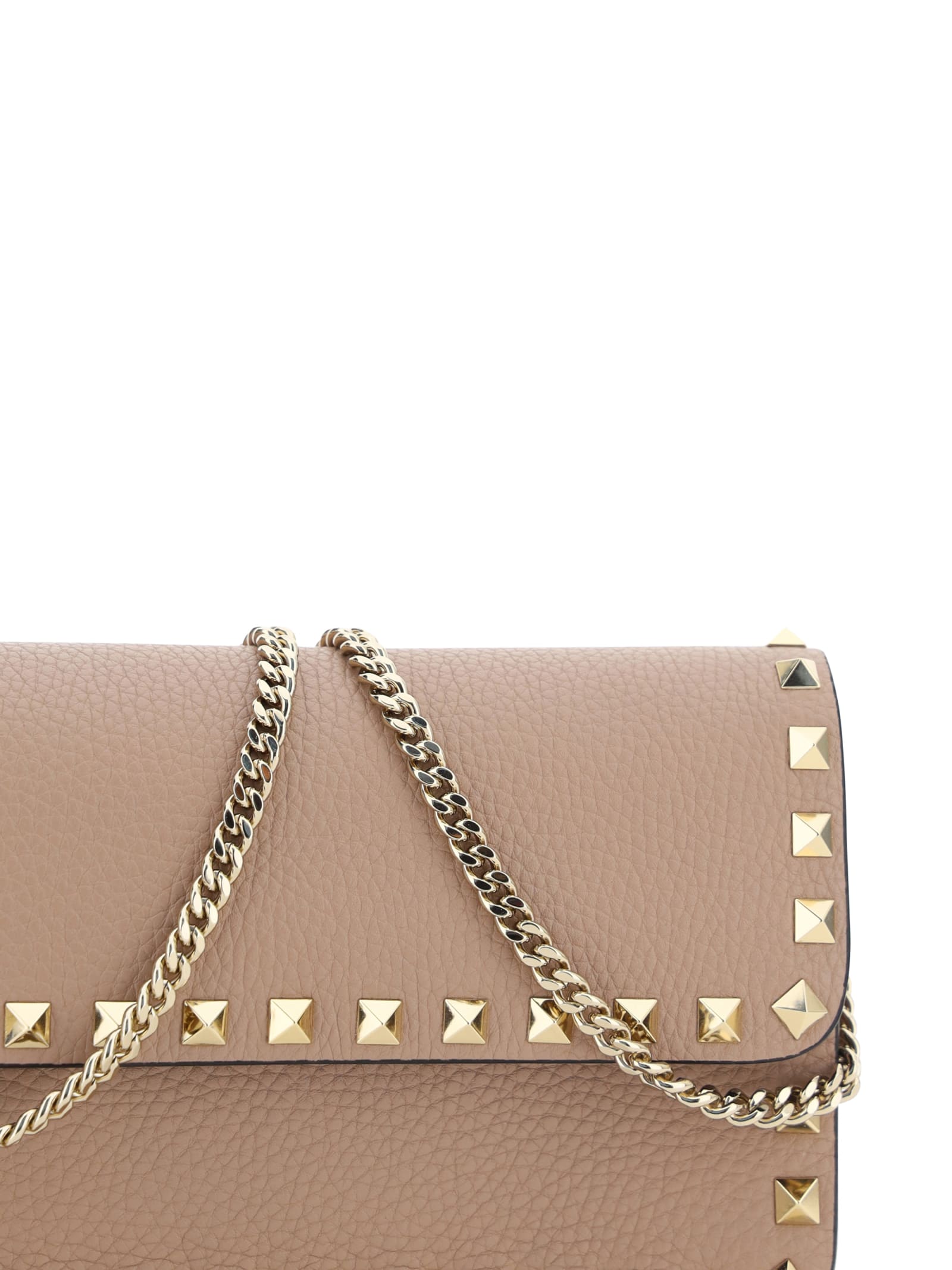 Shop Valentino Rockstud Shoulder Bag In Poudre