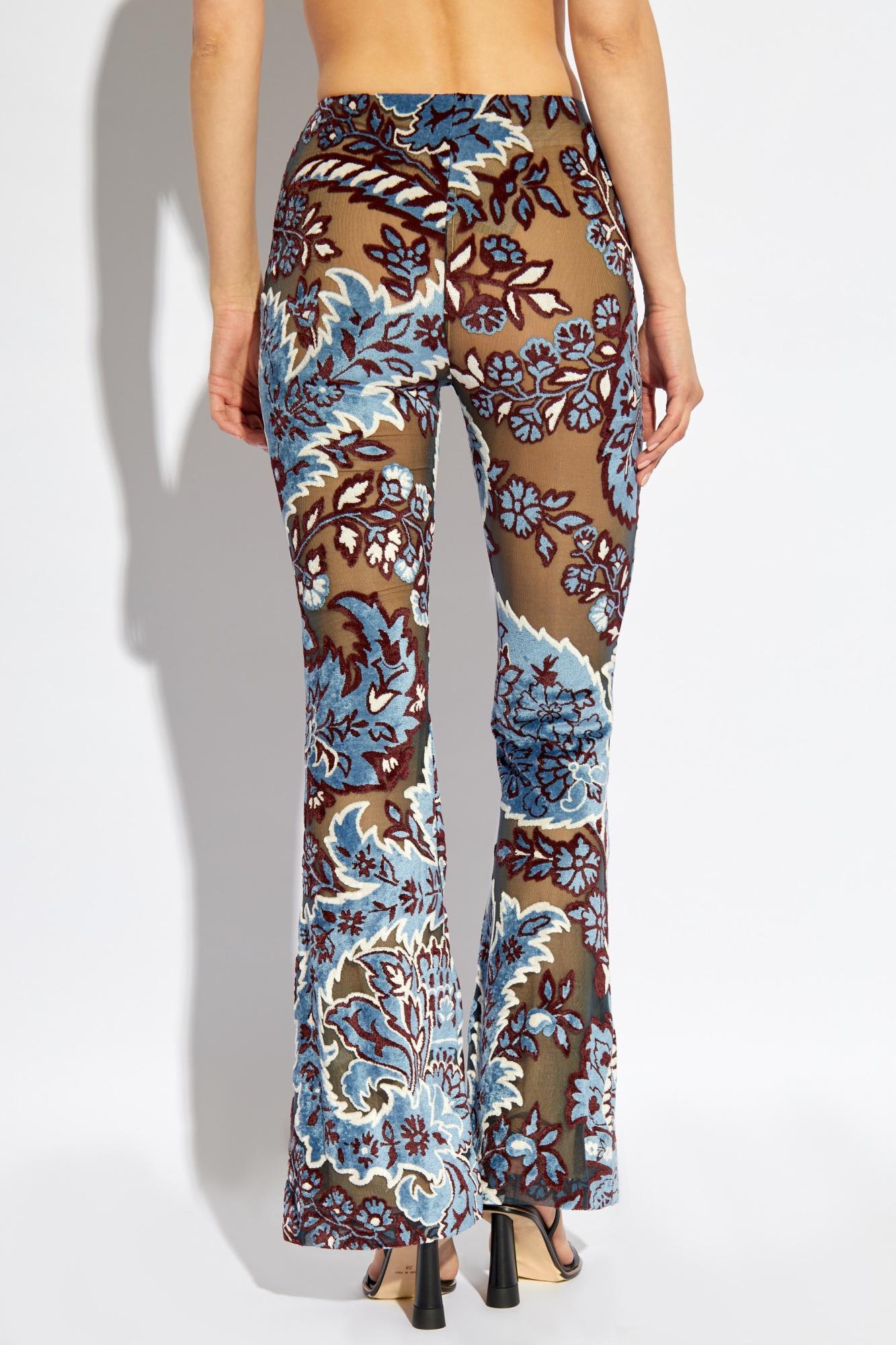 Shop Etro Floral Pattern Trousers