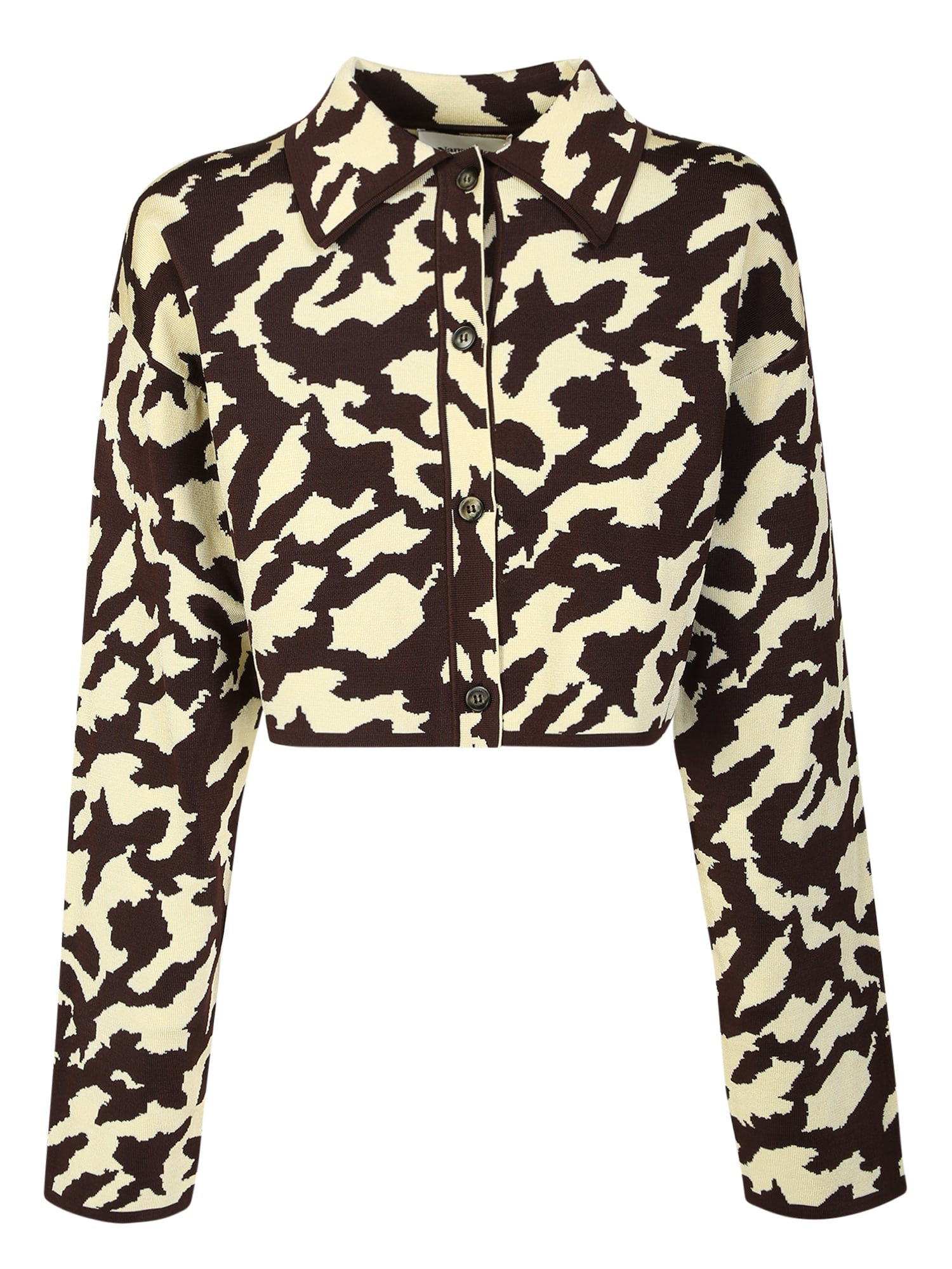 Shop Nanushka Cropped Jacket With Animal Print Brown In Multi