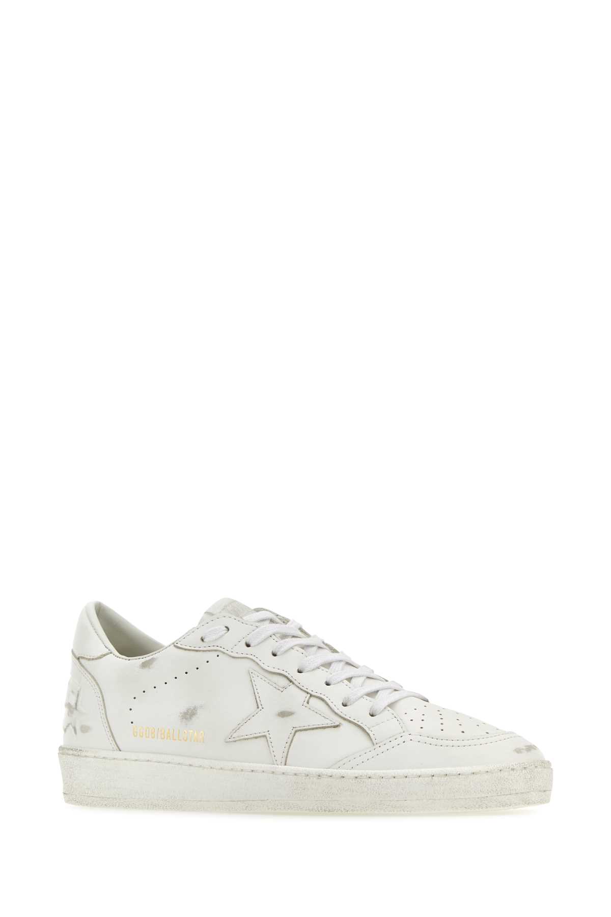 Shop Golden Goose White Leather Ball Star Sneakers In Opticwhite