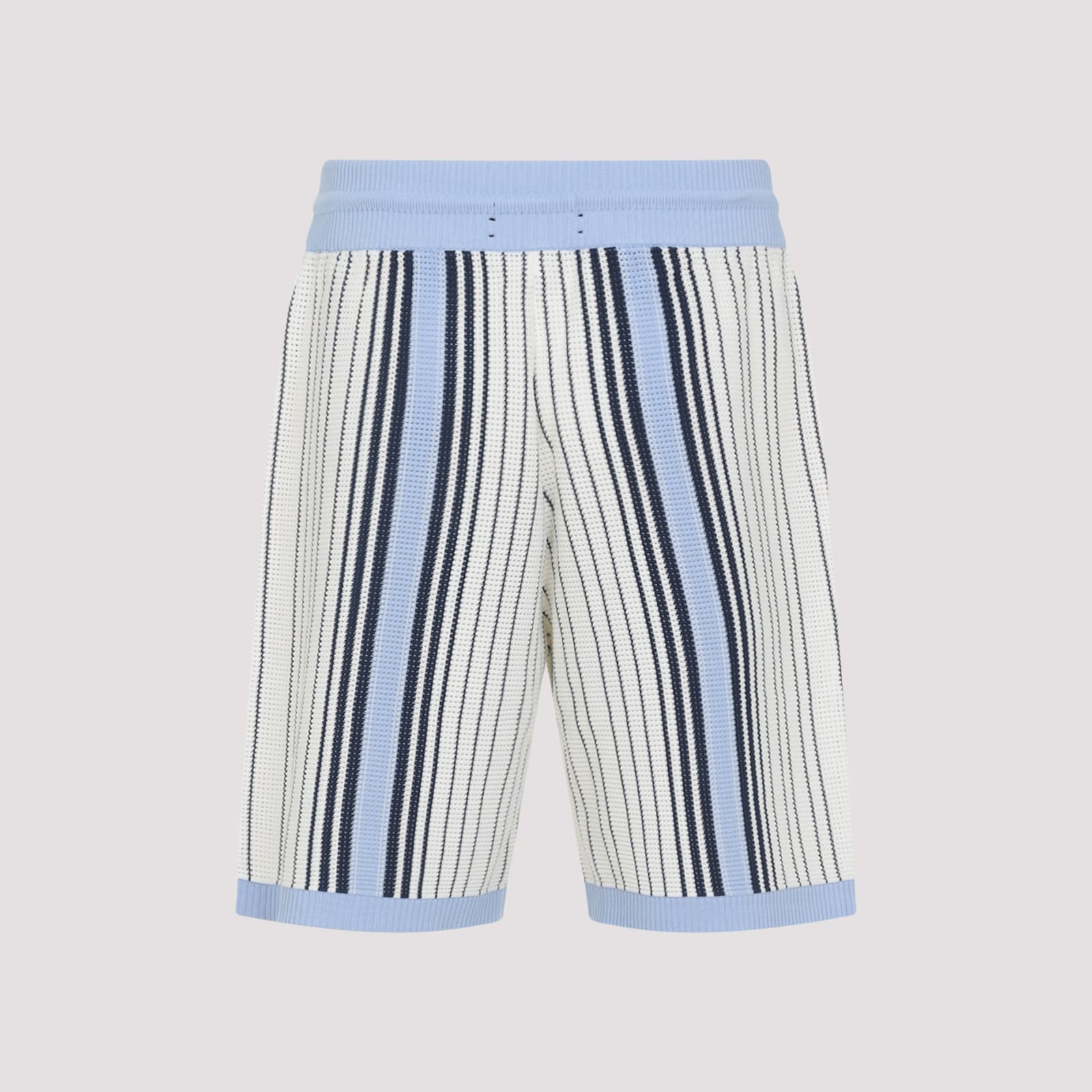 Amiri Script Stripe Knitted Shorts Drawstring In Blue