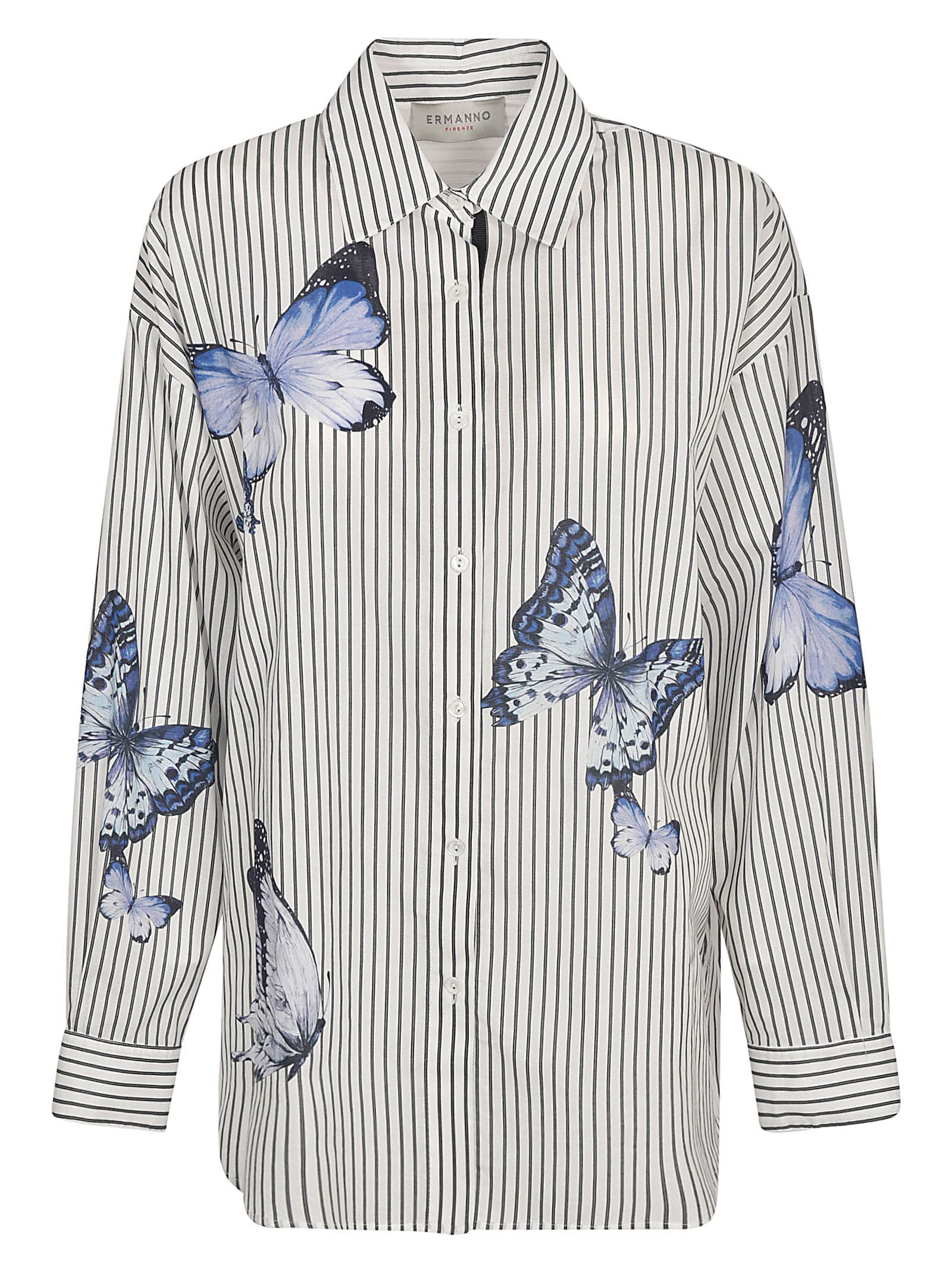 Ermanno Ermanno Scervino Butterfly Stripe Print Shirt