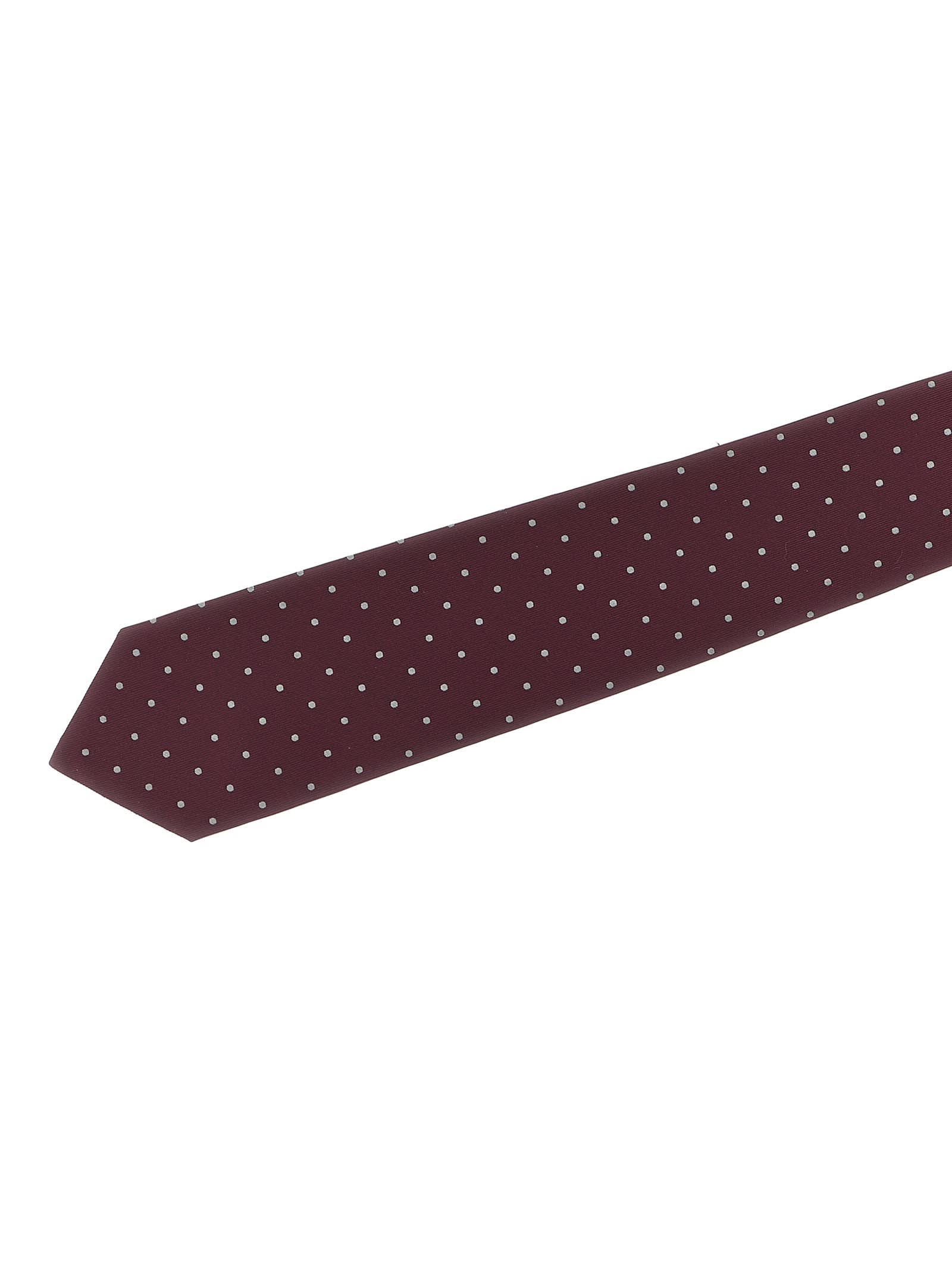 Barba Napoli Slim Pointed Tip Tie With Polka Dot Pattern In Brown