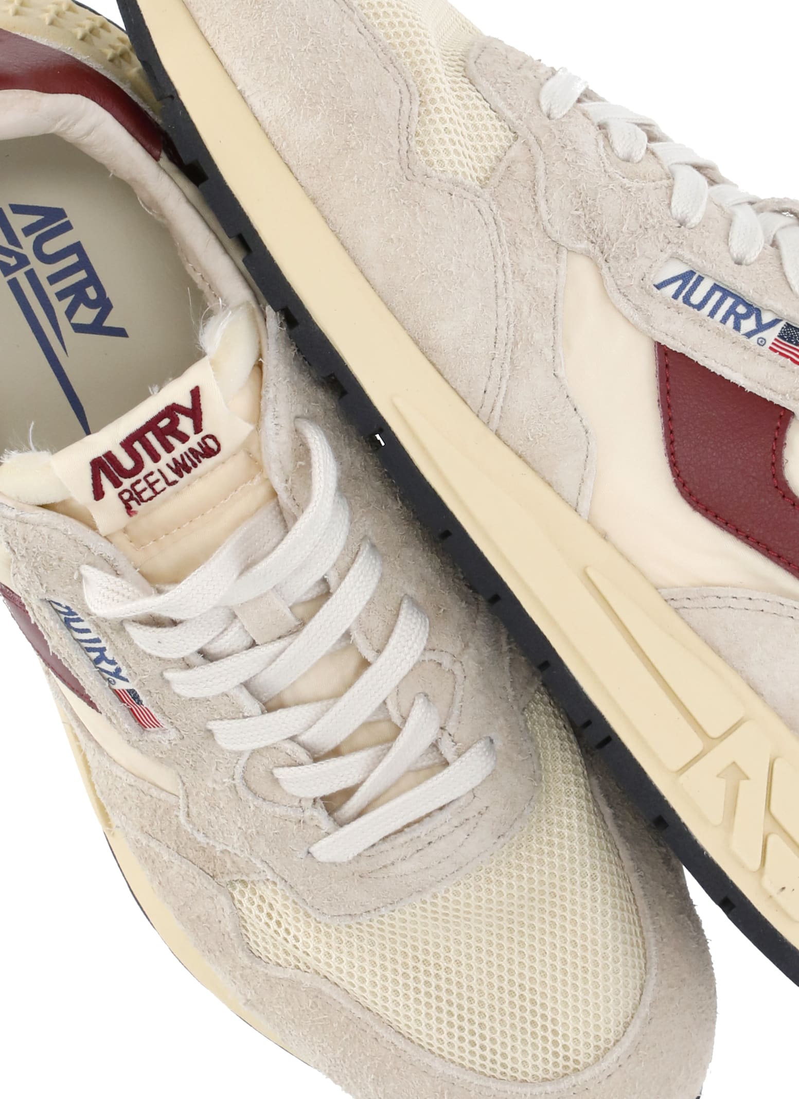 Autry Low Suede Net Sneakers With Contrast Panel In Nude