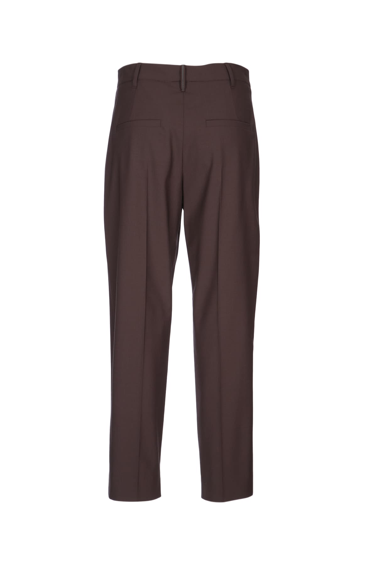 Brunello Cucinelli Tropical Wool Slouchy Pleat Pant In Brown