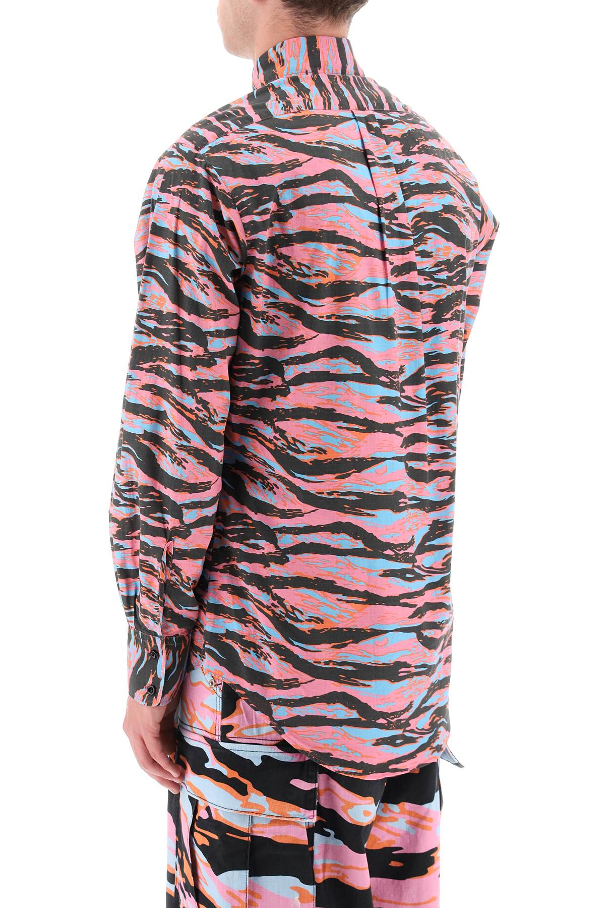 Shop Erl Camouflage Cotton Shirt In  Pink Rave Camo 2 (black)