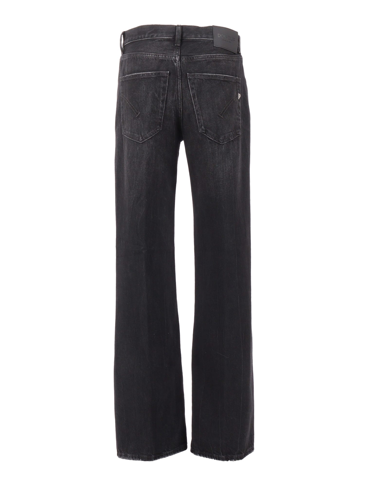 Dondup High-waisted Wide-leg Jeans With Decorative Button Fly In Black