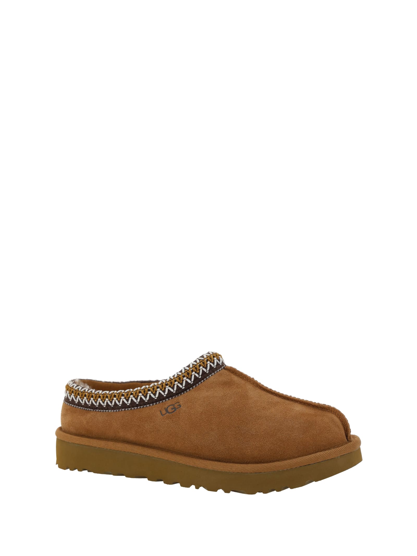 Ugg Tasman Beige Mules With Embossed Logo In Suede Woman In Brown