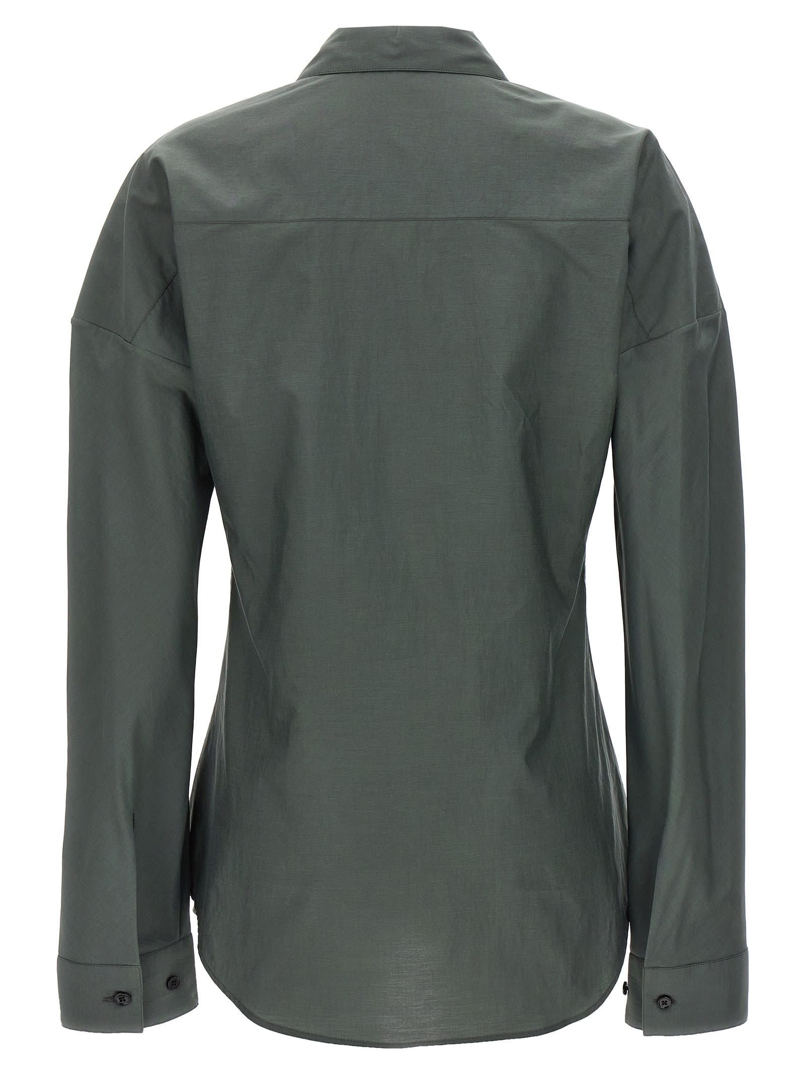 Shop Lemaire Fitted Band Collar Shirt In Gray