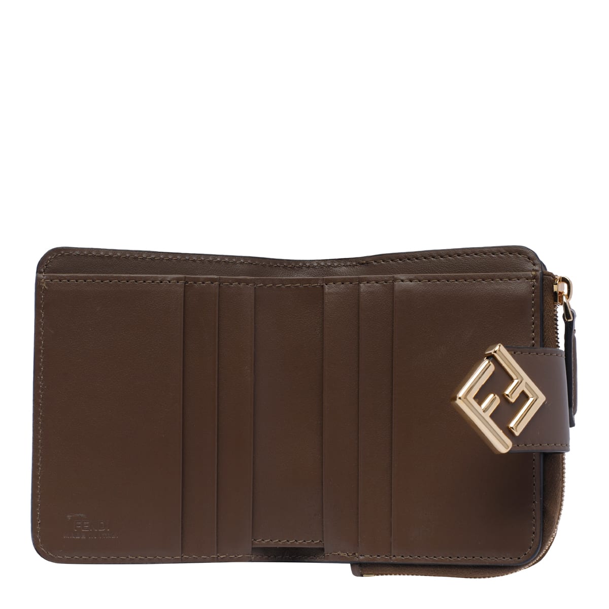 Shop Fendi Small Ff Diamonds Wallet In Brown