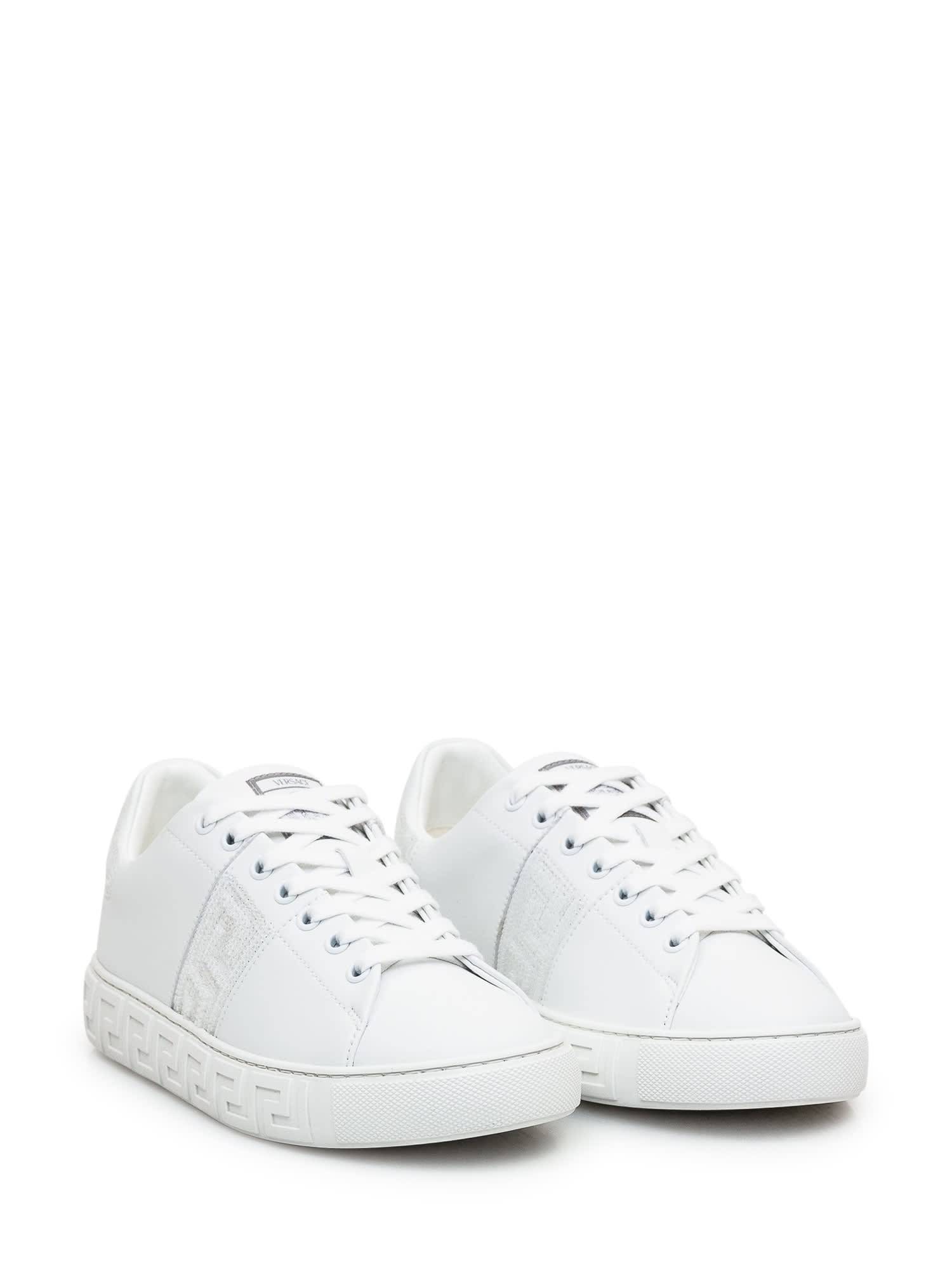 Shop Versace Greca Sneaker In White