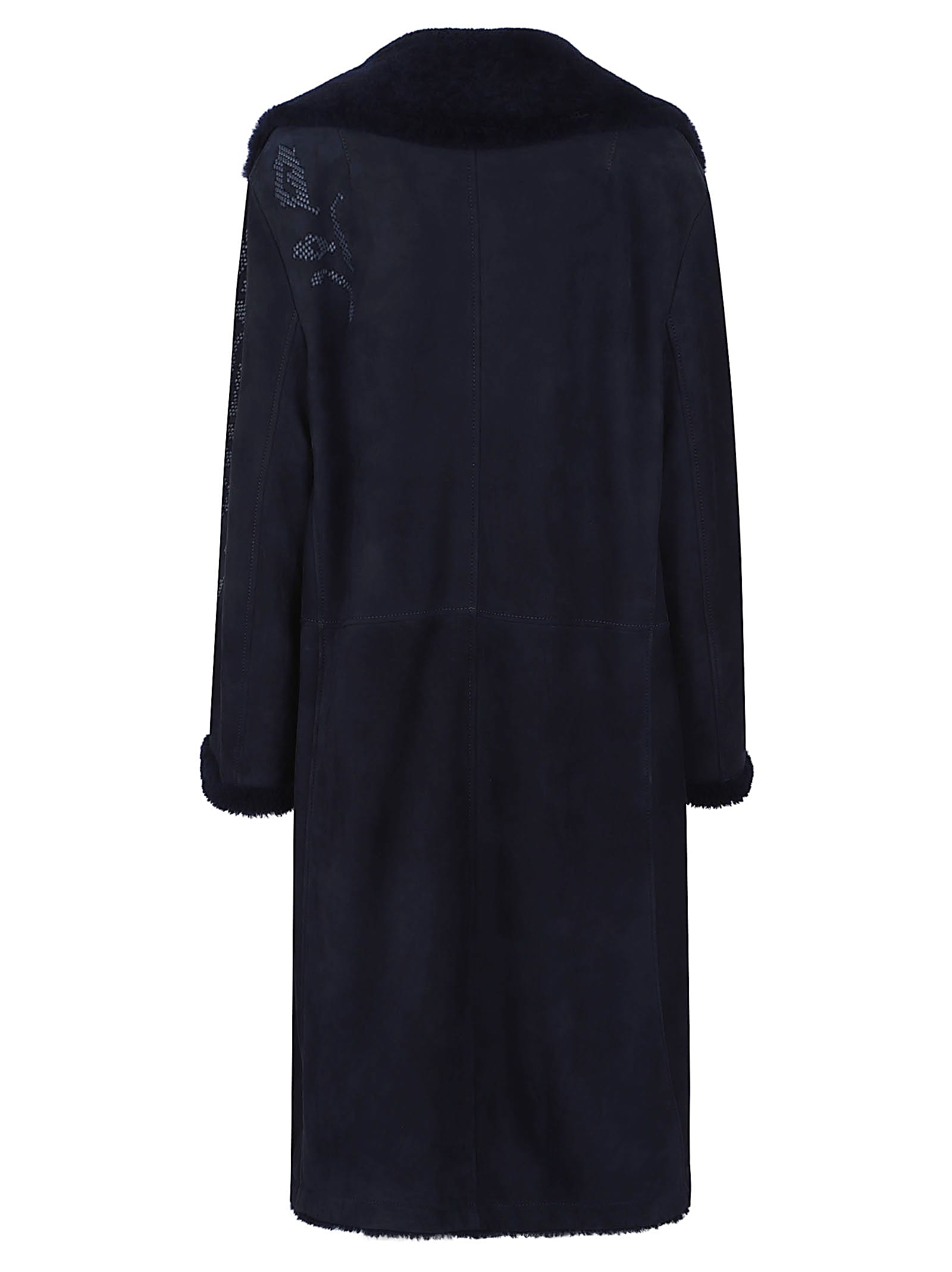 Ermanno Scervino Long Sleeve Suede Sheepskin Coat In Multi