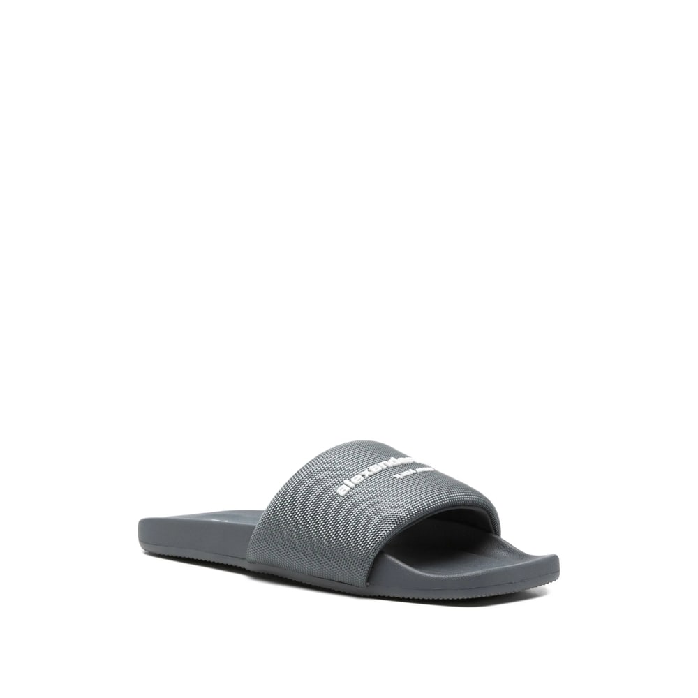 Alexander Wang Women Logo Slide Sandals In Black