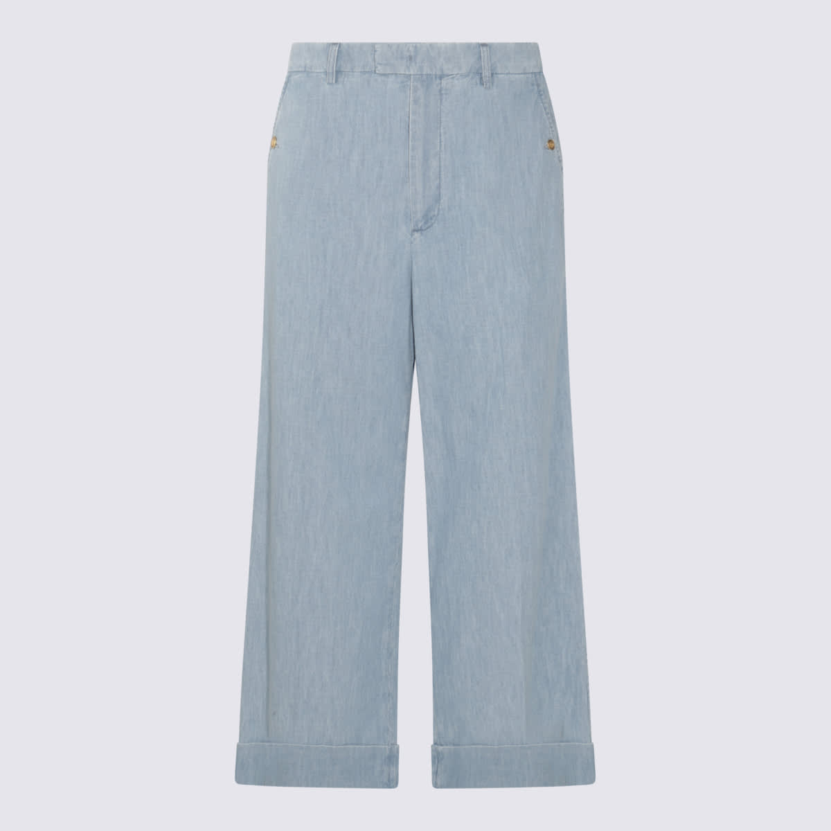 Light Blue Cotton Denim Pants