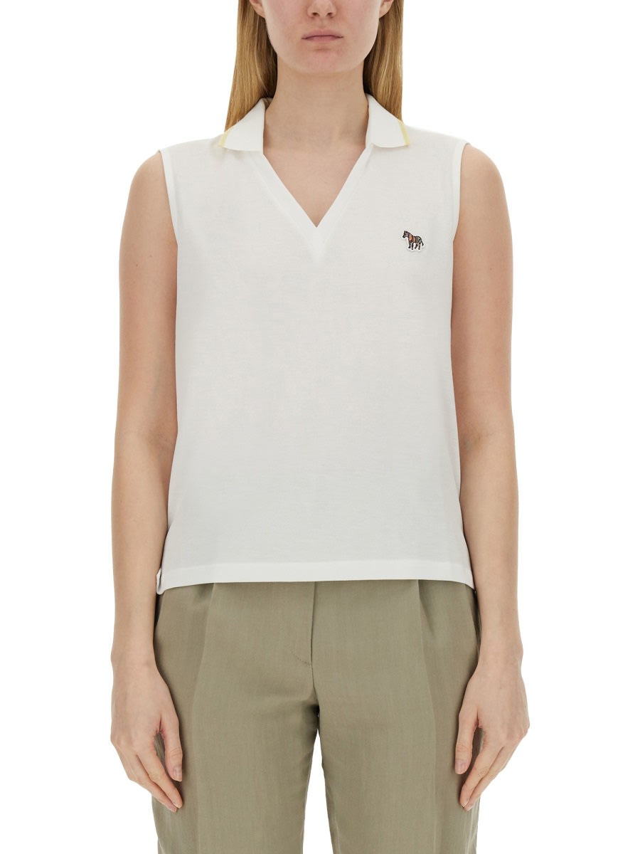 Shop Ps By Paul Smith Zebra Polo. In White