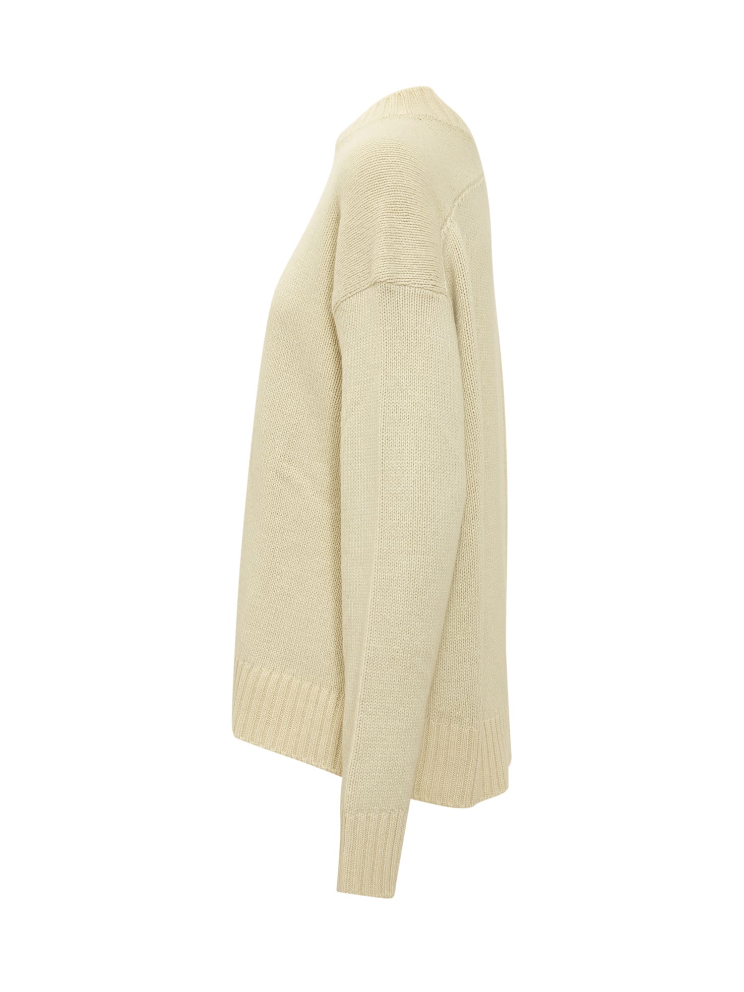 Jil Sander Cachemire Blend Crewneck Sweater With Relaxed Fit In Panna