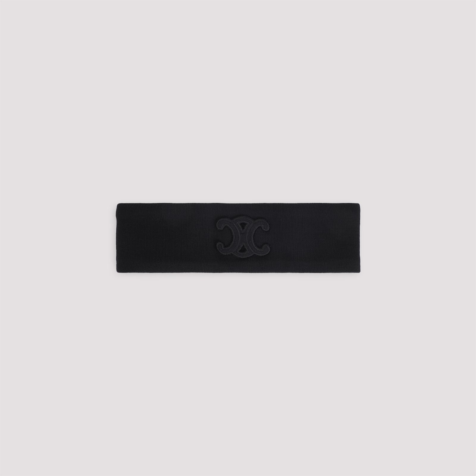 Celine Triomphe-patch Wool Headband In Black