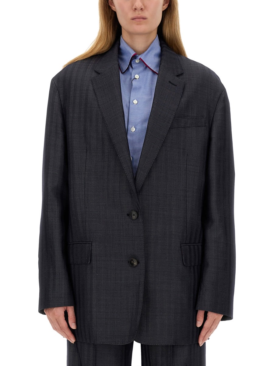 Shop Etro Pegasus Buttoned Over Jacket In Grey