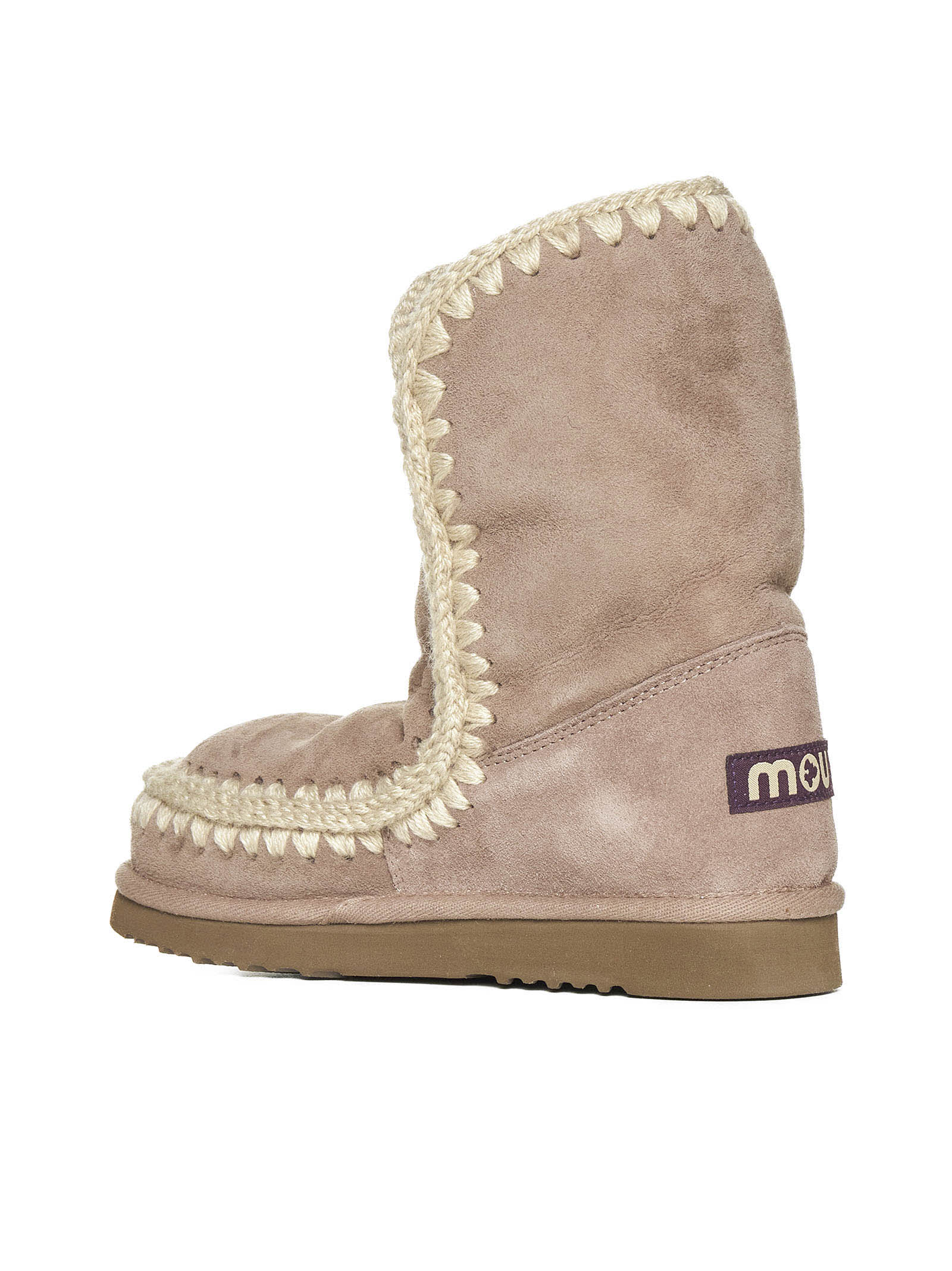 Mou Eskimo 24 Low Heels Ankle Boots In Taupe Suede In Elephant Grey