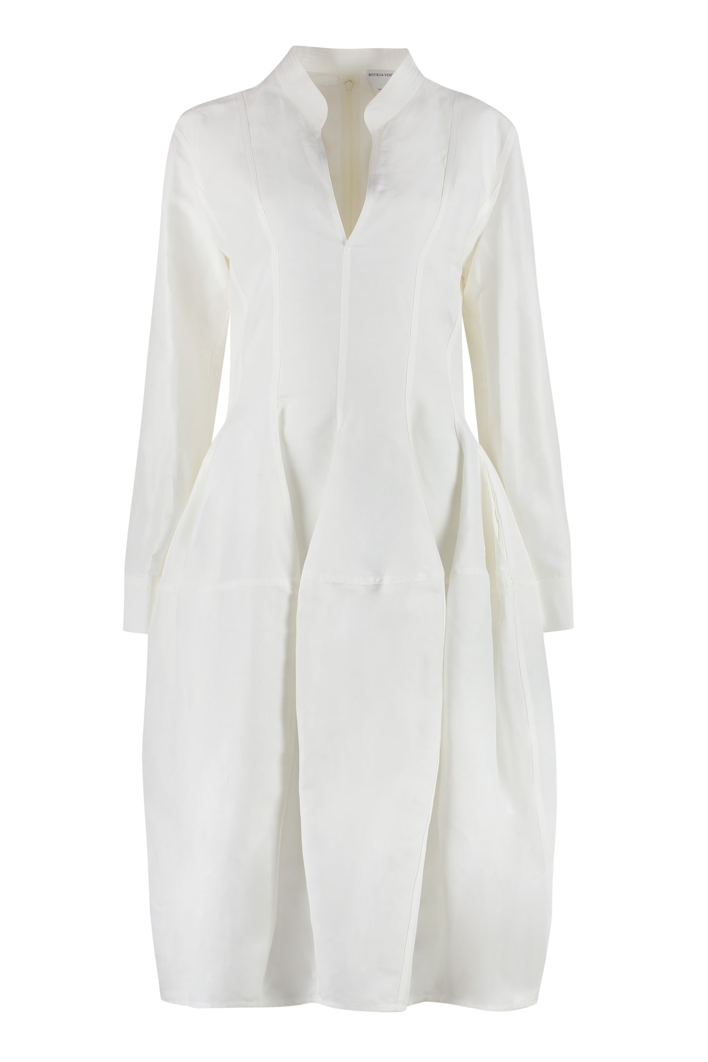 Shop Bottega Veneta Linen And Viscose Blend Dress In White