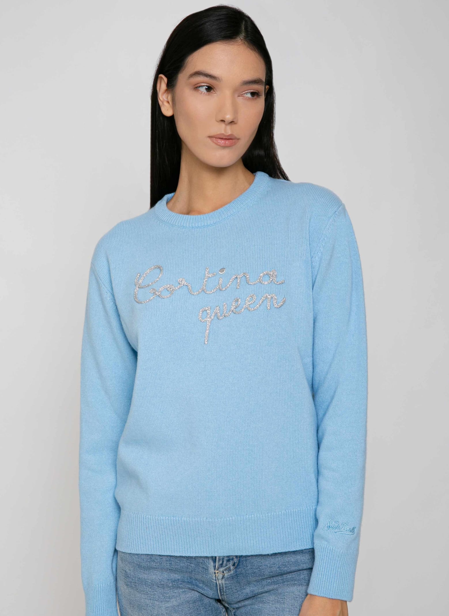 MC2 Saint Barth Woman Sweater With Cortina Queen Embroidery