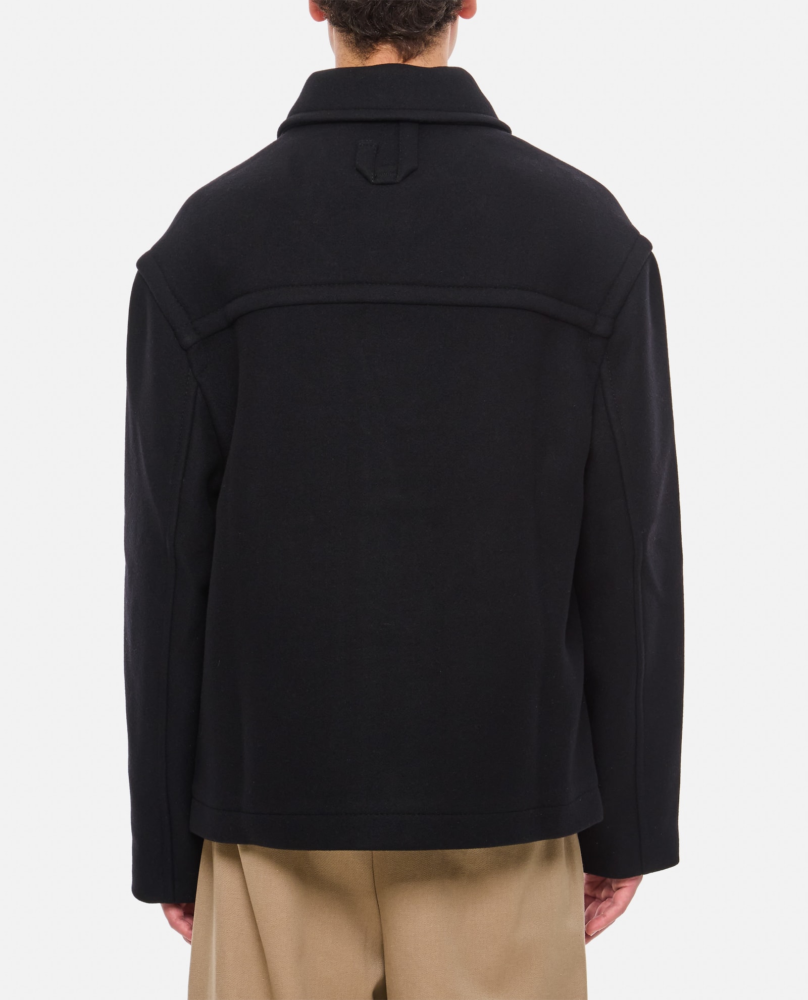 Shop Jacquemus Le Manteau Court In Black