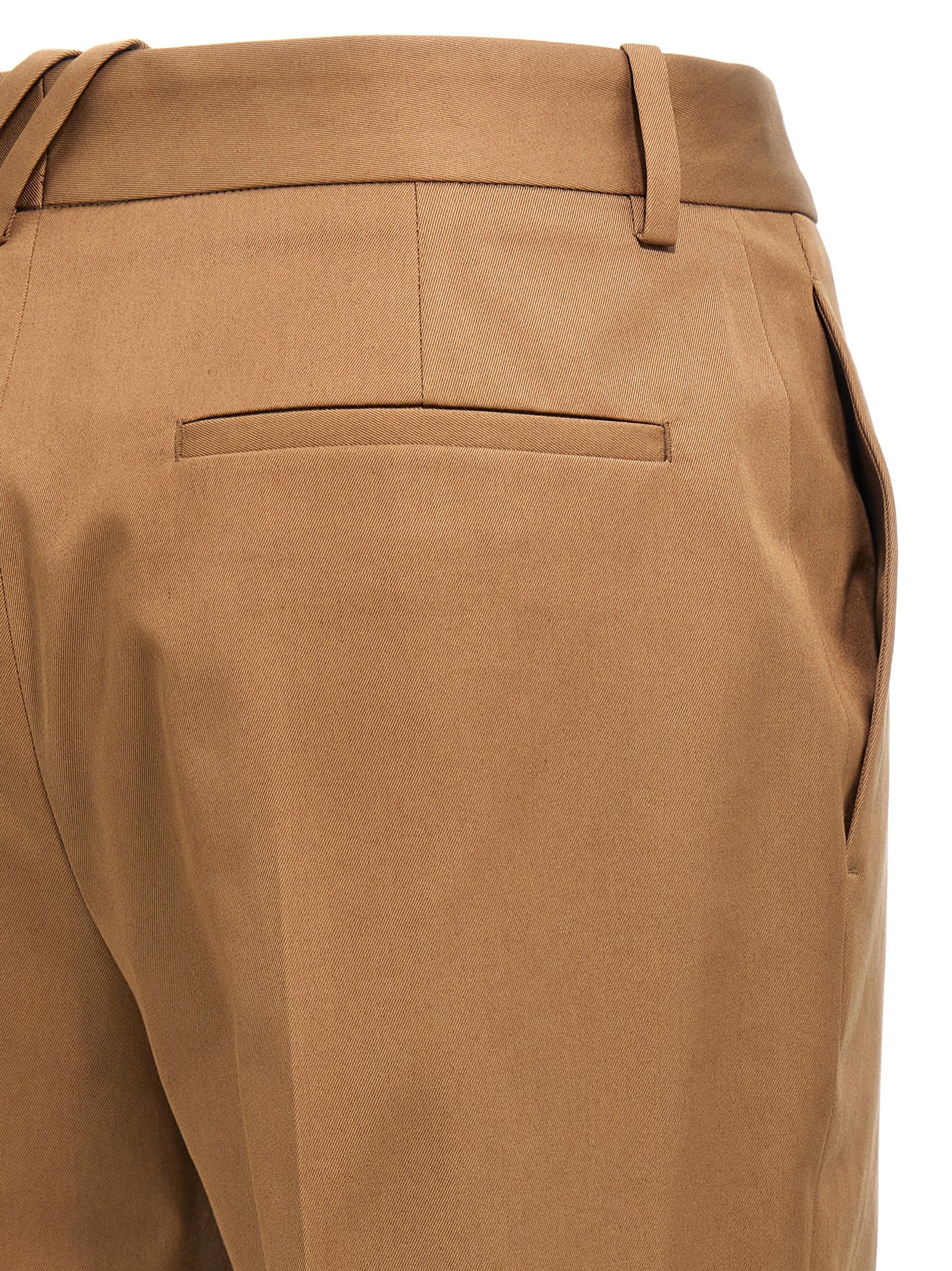 Burberry Straight Leg Trousers With Front Pleat In Beige