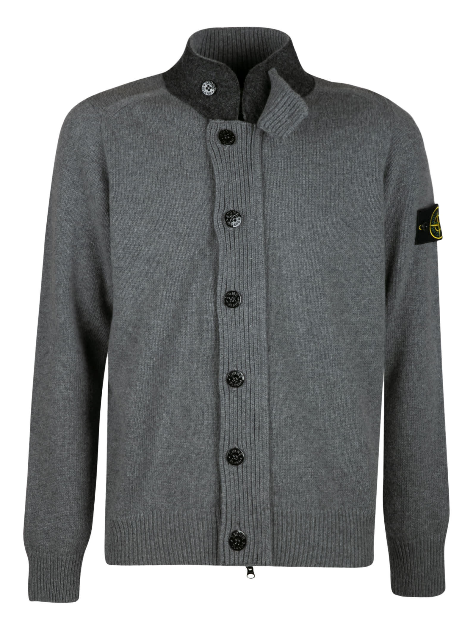 Stone Island High-neck Logo Patched Button Cardigan