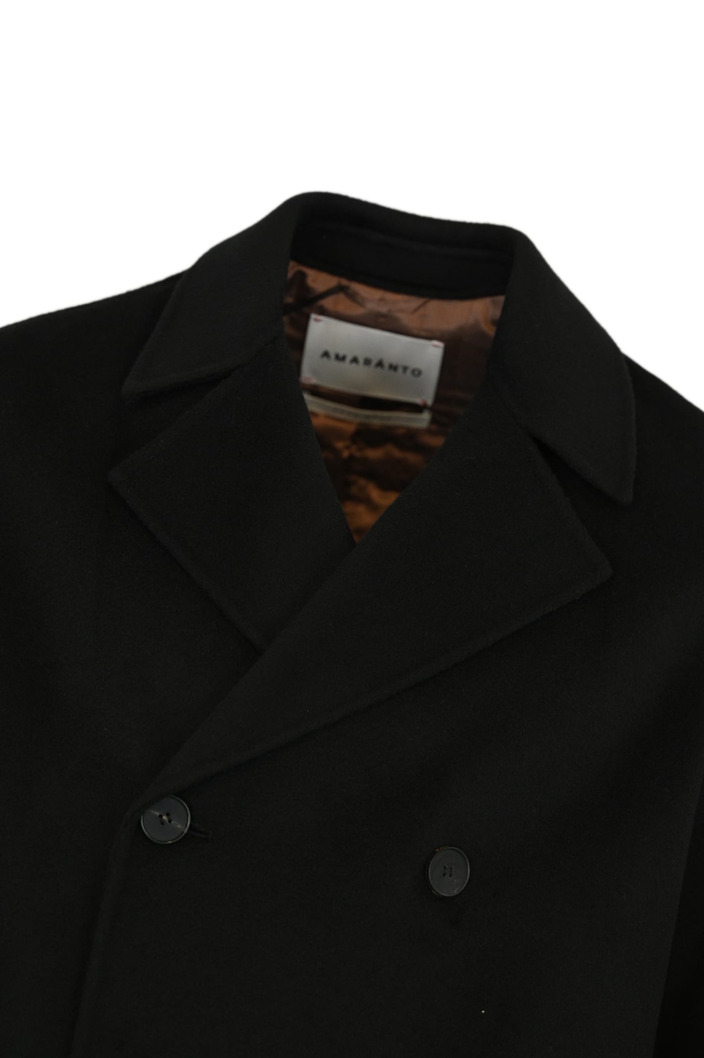 Shop Amaranto Double-breasted Coat In Wool And Cashmere In Nero