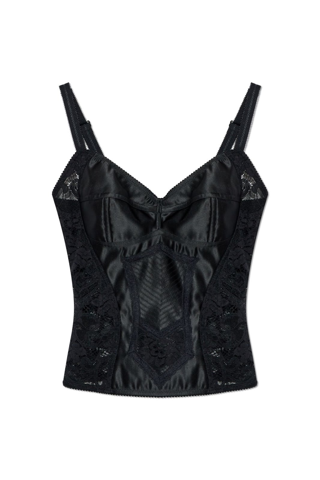 Shop Dolce & Gabbana Lace Detailed Corset Top In Black