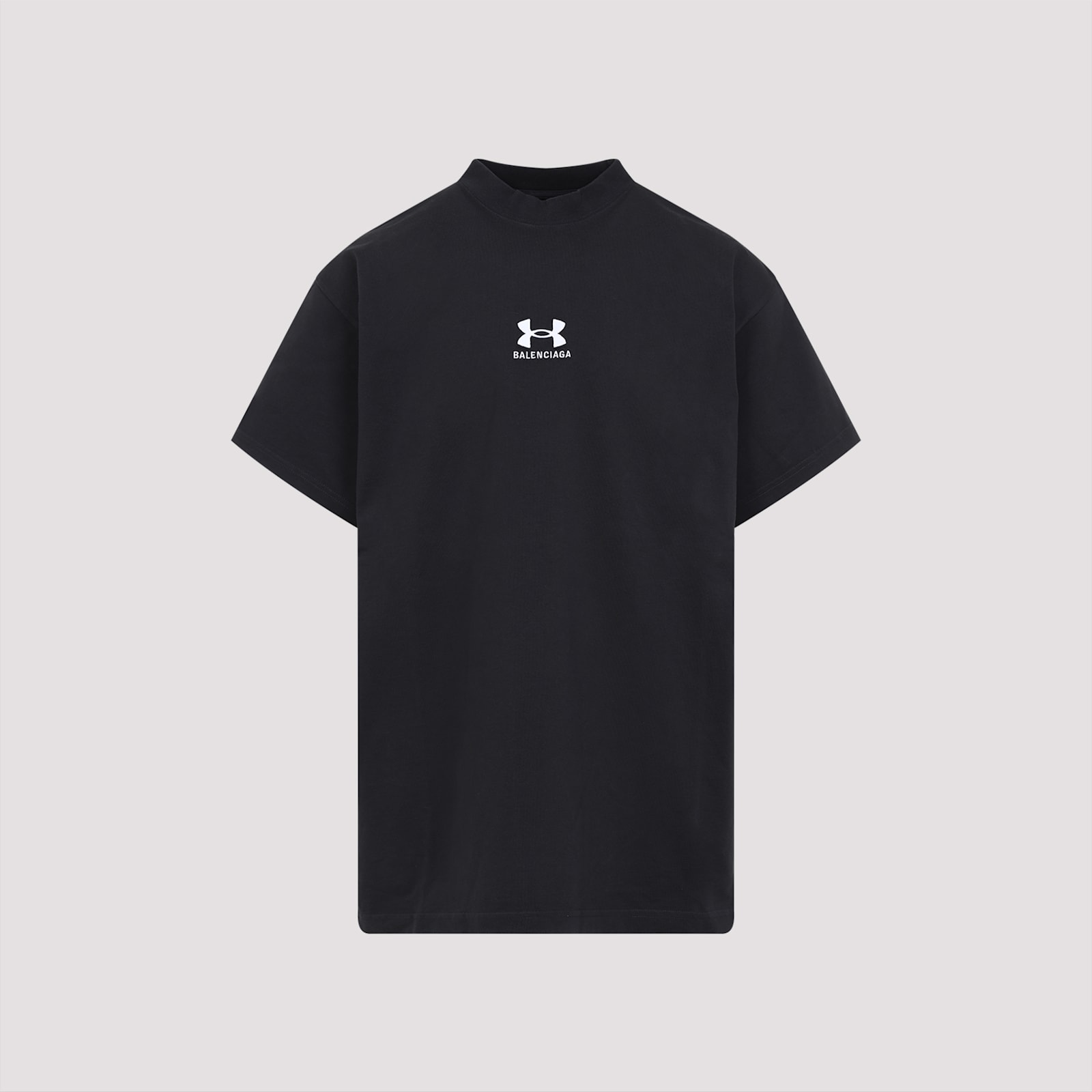 Balenciaga High-neck T-shirt In Washed Black White