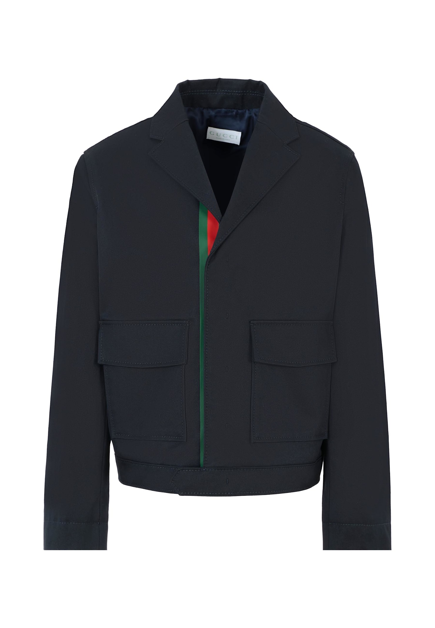 Gucci Cotton Jacket With Web In Blue