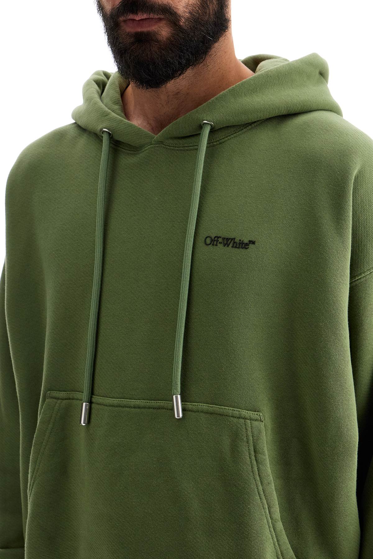 Shop Off-white Windy Arrow Hoodie In Four Leaf Clover - Black (green)