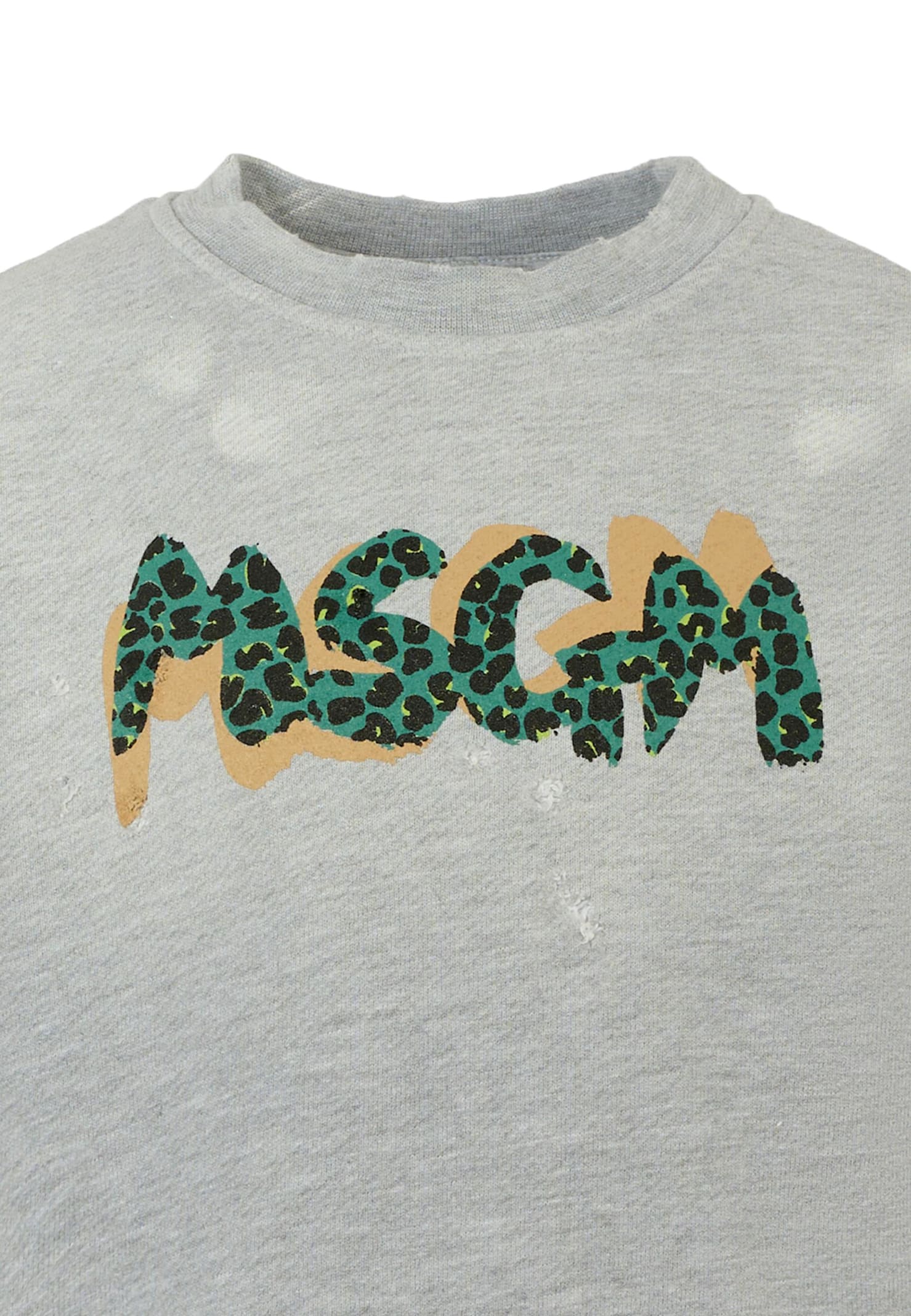 Msgm Grey Sweatshirt For Boy With Writing In Gray