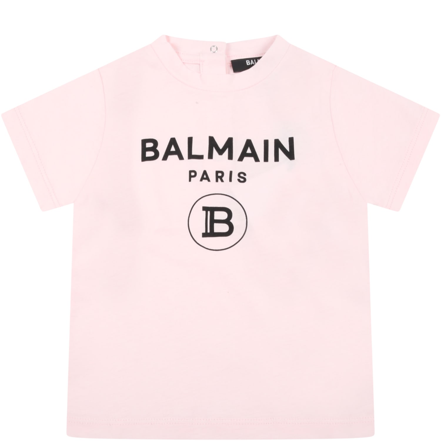 Balmain Pink T-shirt For Baby Girl With Logos