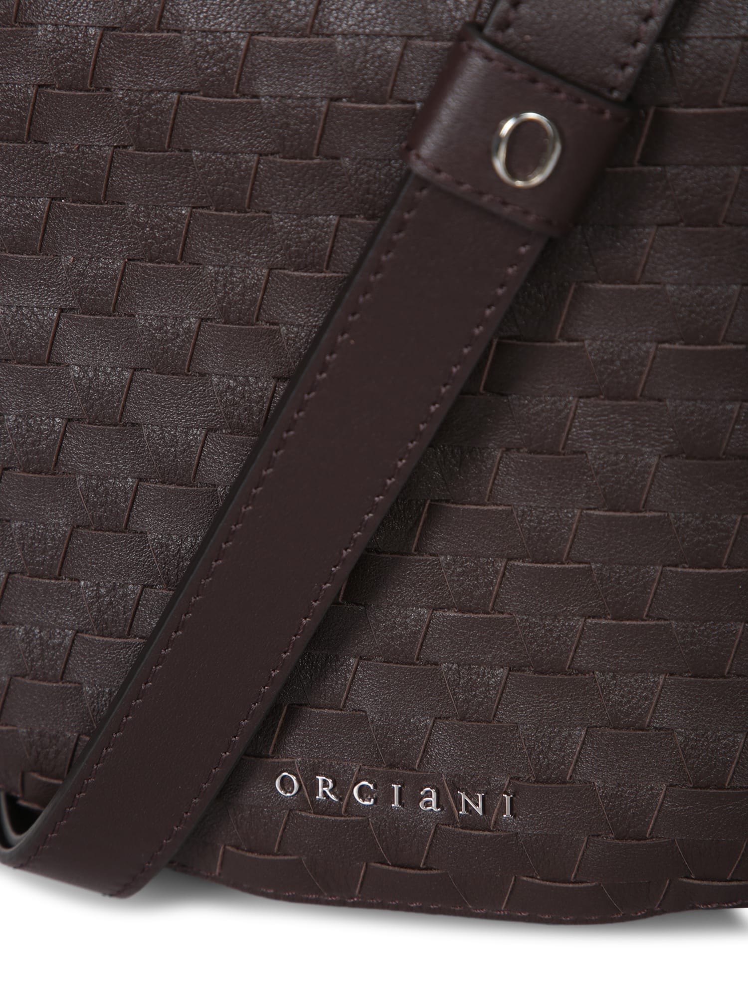 Orciani Brown Woven Dumpling Bag In Brown