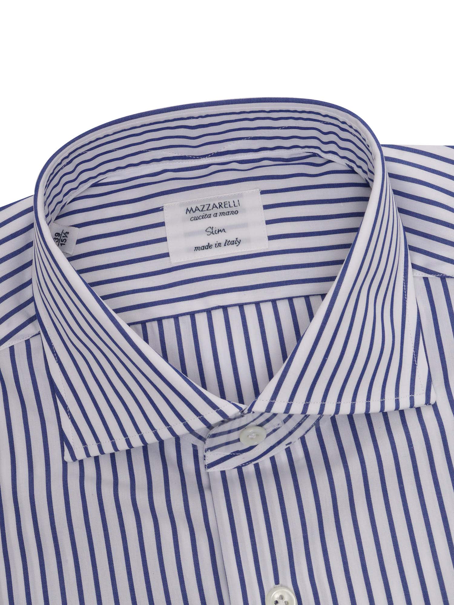 Shop Mazzarelli Blue Striped Shirt In White